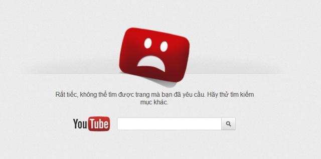 Lỗi 404 Youtube